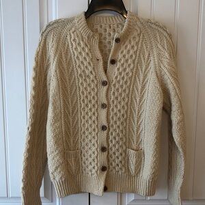 Elegant Hand Knit Cream Cable Knit Cardigan